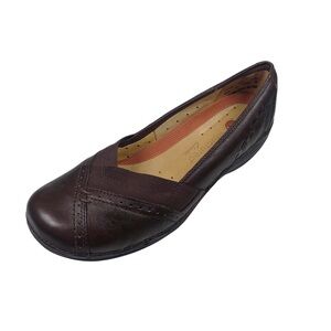 Clarks Womens Dark Brown Leather Loafers Sz 9W
